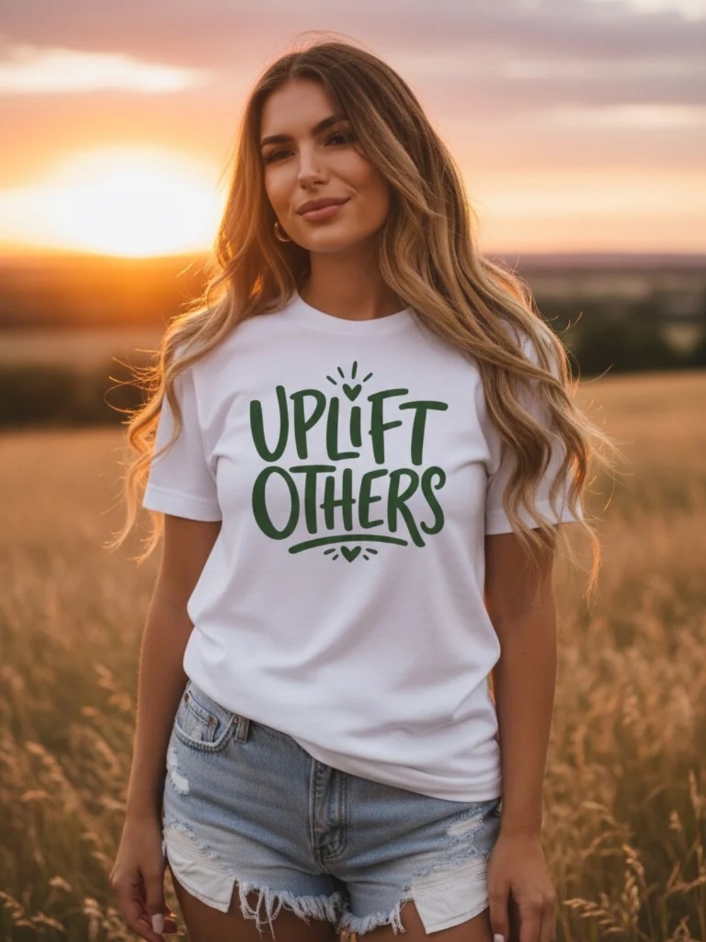 Uplift Others Graphic Tee - White with Green Print